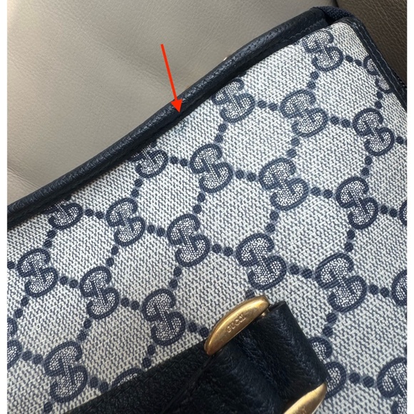 Authentic Vintage Gucci Monogram Canvas Black Leather Crossbody Bag - Picture 16 of 16